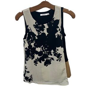 Bailey 44 Tank Top Size XS Zimbabwe Overlay Floral Draped Faux Leather Silk